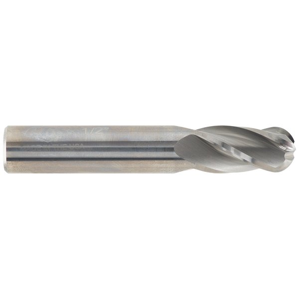 Cgs Tool 4Fl 30 Deg Ball End Mill 15/32"Dia 1"Loc 3"Oal 142-4688